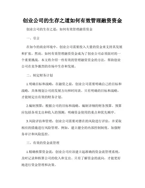 创业公司的生存之道如何有效管理融资资金