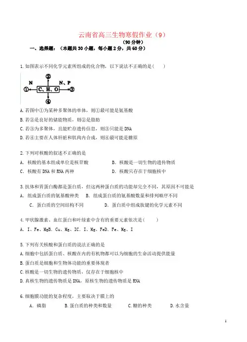 云南省高三生物寒假作业(9)