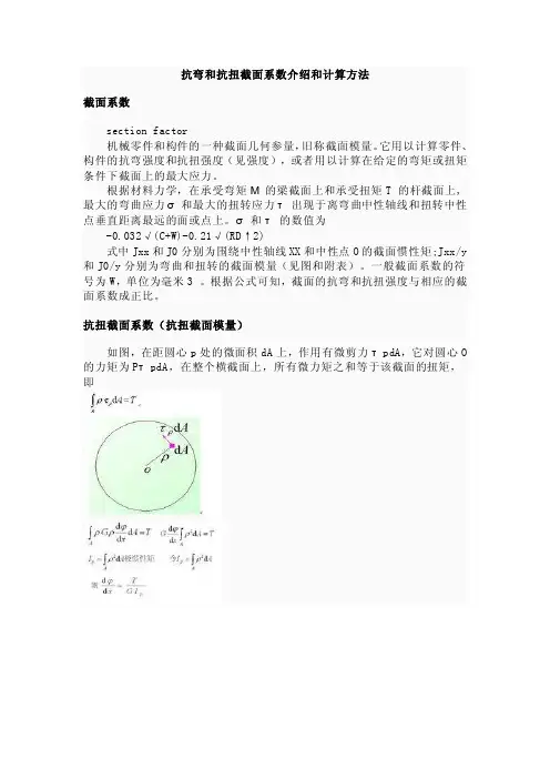 2016新编抗弯和抗扭截面系数介绍和计算方法