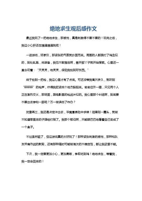 绝地求生观后感作文