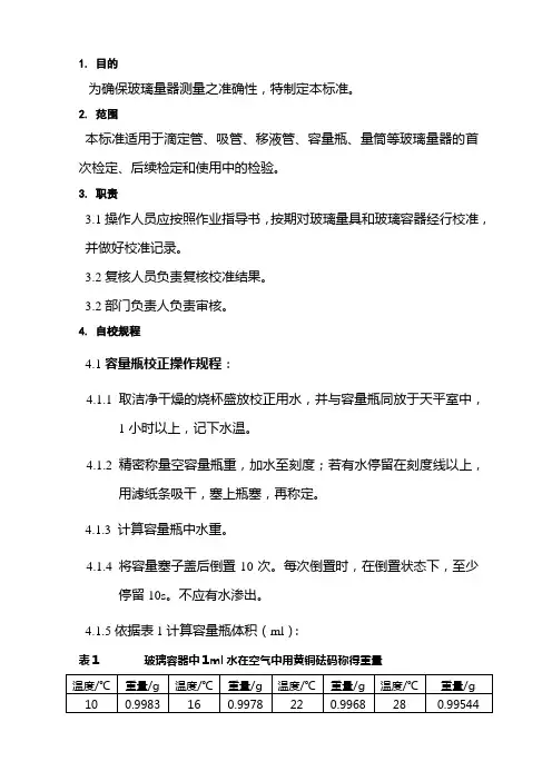 玻璃器皿自校规程作业指导书