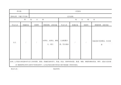 特殊过程、关键工序检查记录表