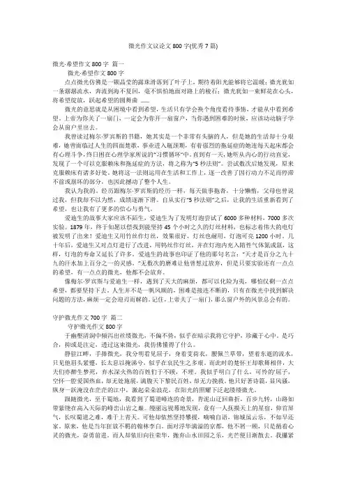 微光作文议论文800字(优秀7篇)