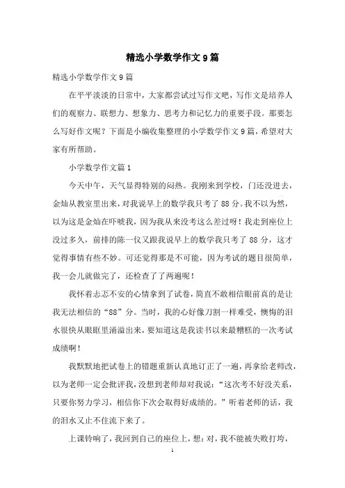 精选小学数学作文9篇