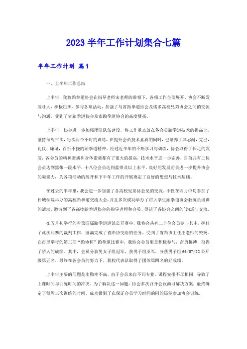 2023半年工作计划集合七篇