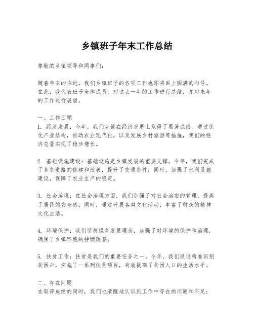 乡镇班子年末工作总结