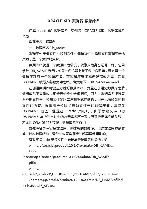 ORACLE_SID_实例名_数据库名