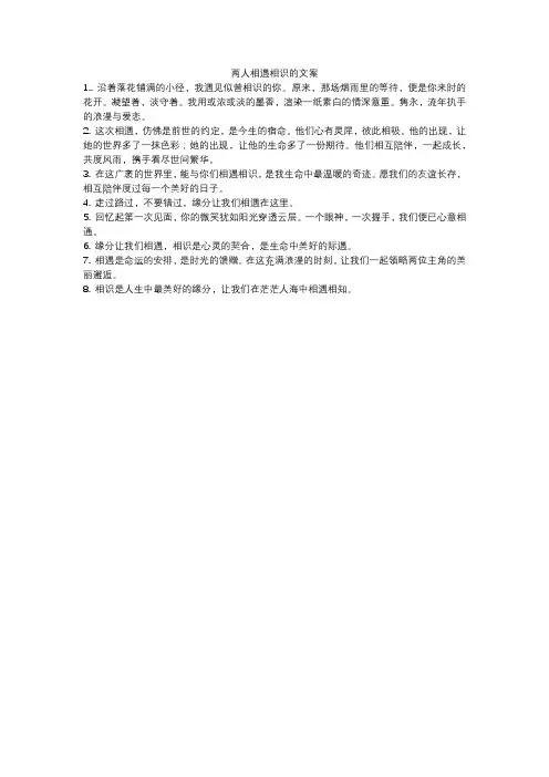 两人相遇相识的文案
