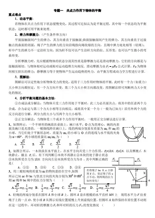 专题一共点力作用下物体的平衡