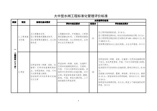 大中型水闸工程标准化管理评价标准