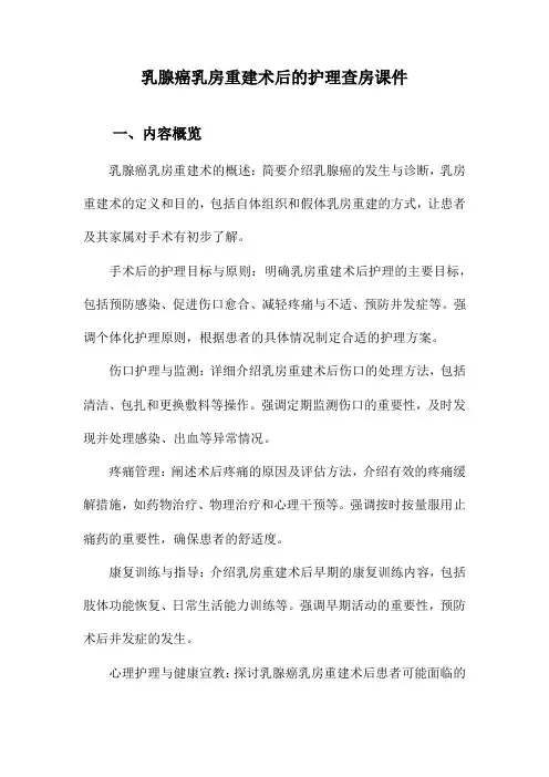 乳腺癌乳房重建术后的护理查房课件