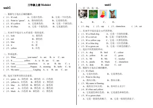 外研版(三起)小学英语3年级上册Module4练习题