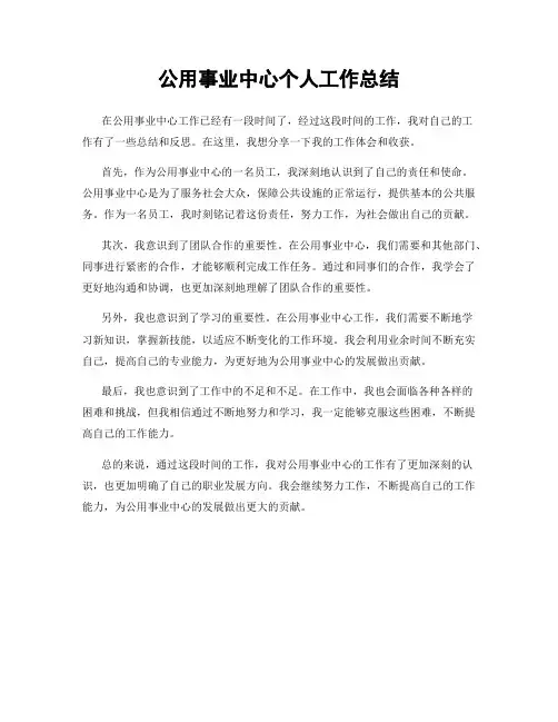 公用事业中心个人工作总结