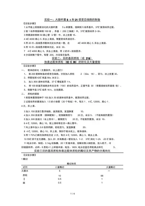 基因工程实验报告的实验步骤