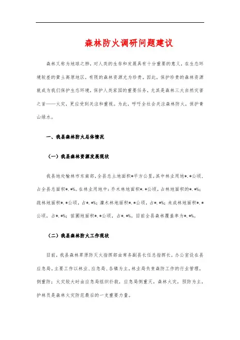 森林防火调研问题建议