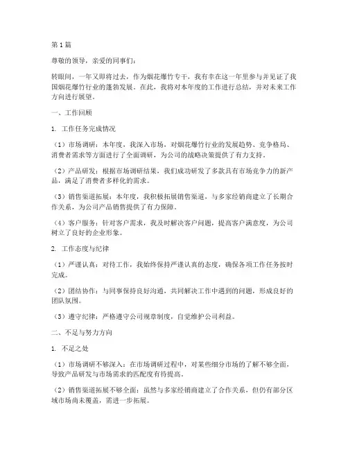 烟花爆竹专干年度总结(3篇)