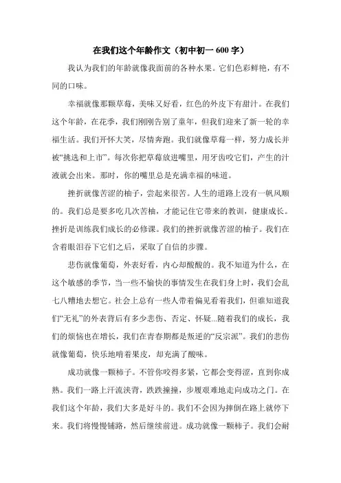 在我们这个年龄作文(初中初一600字)_0.doc