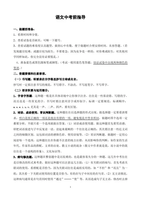 语文中考前指导