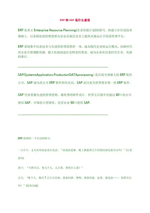 ERP和SAP是什么意思