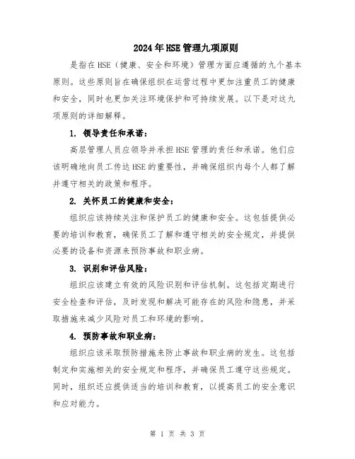 2024年HSE管理九项原则