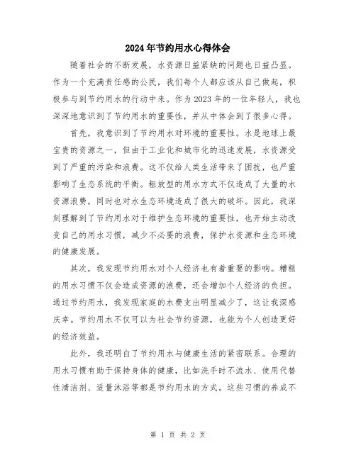 2024年节约用水心得体会