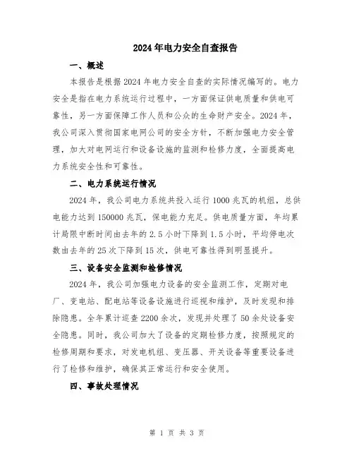2024年电力安全自查报告