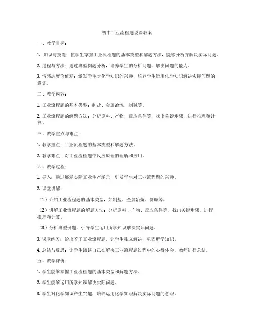 初中工业流程题说课教案