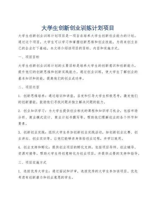 大学生创新创业训练计划项目
