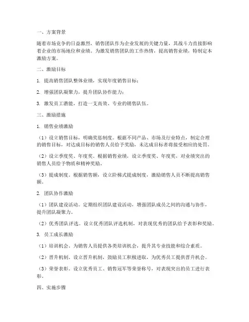 销售人员激励方案文案