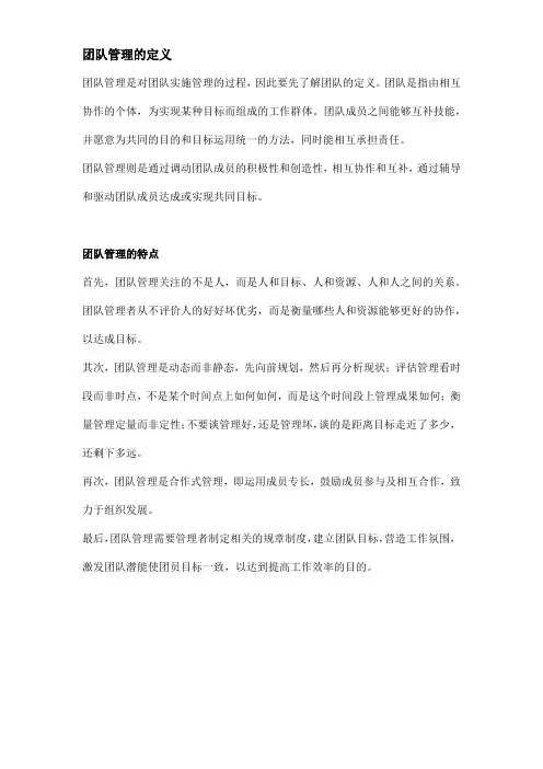团队管理的定义