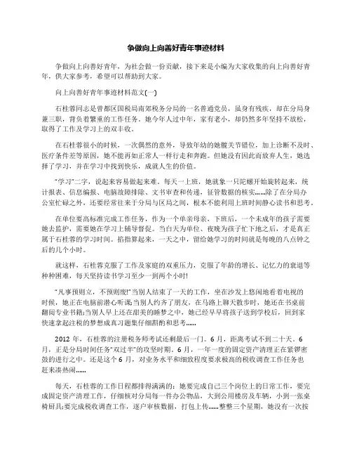 争做向上向善好青年事迹材料