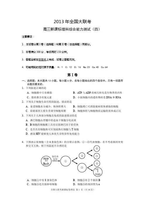 2013年全国大联考高三新课标理科综合能力测试(四)