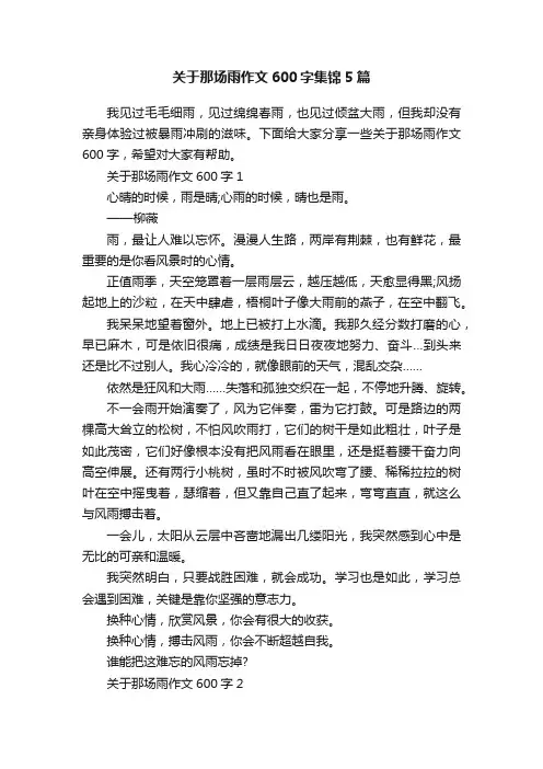 关于那场雨作文600字集锦5篇