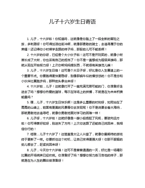 儿子十六岁生日寄语