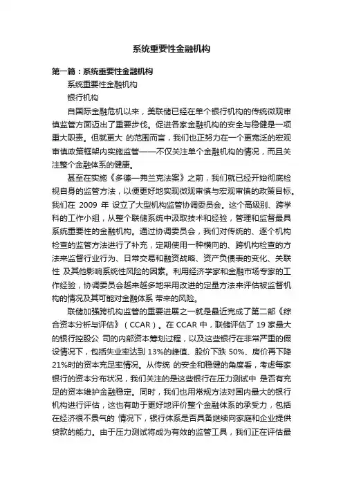 系统重要性金融机构