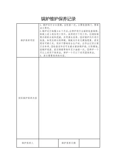 锅炉维护保养记录