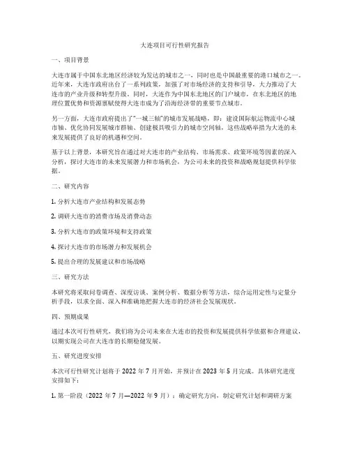 大连项目可行性研究报告