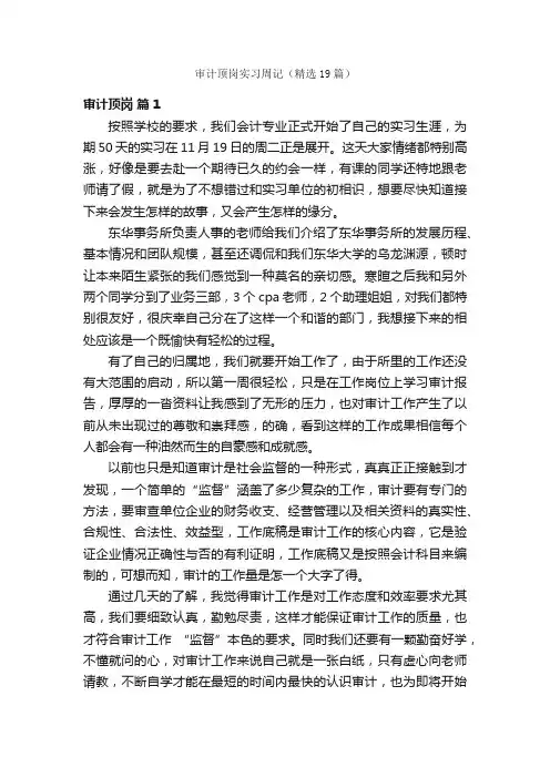 审计顶岗实习周记（精选19篇）