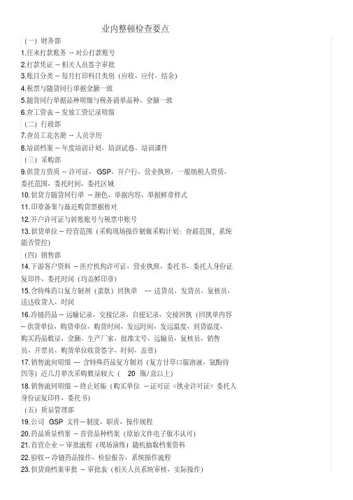 飞检检查条款汇总讲解