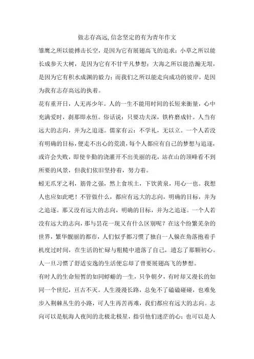 做志存高远,信念坚定的有为青年作文
