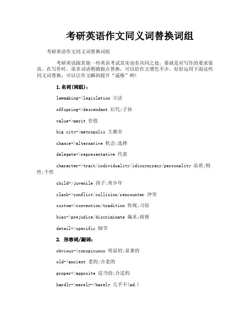 考研英语作文同义词替换词组