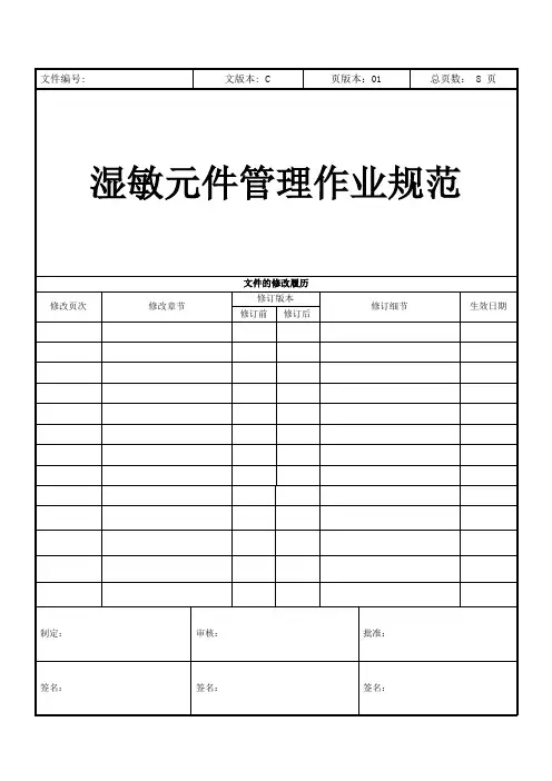 湿敏元件管理作业规范