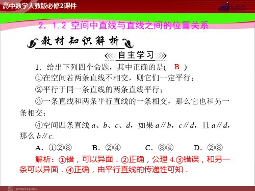 人教A版 必修二 第2章 1 2 空间中直线与直线之间的位置关系  公开课一等奖课件