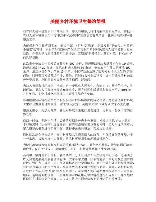 美丽乡村环境卫生整治简报