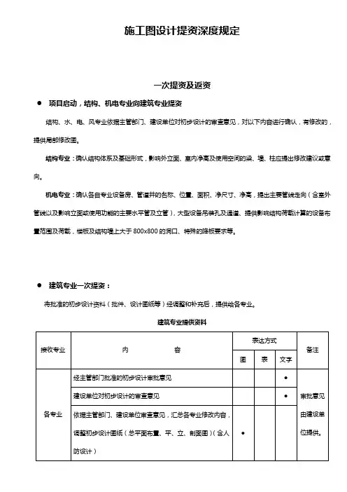 【建筑工程管理】施工图设计提资深度规定深圳