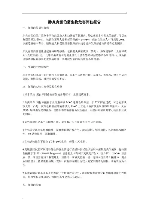 肺炎克雷伯菌微生物和评估报告