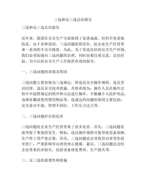 三违和反三违总结报告