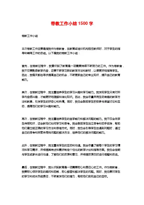 带教工作小结