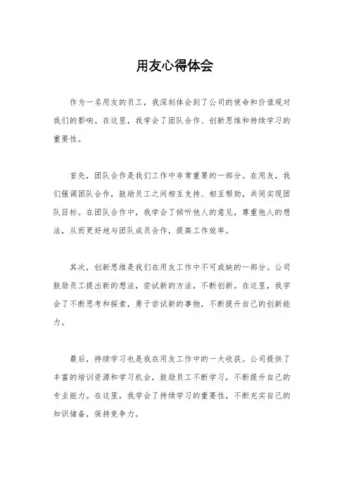 用友心得体会