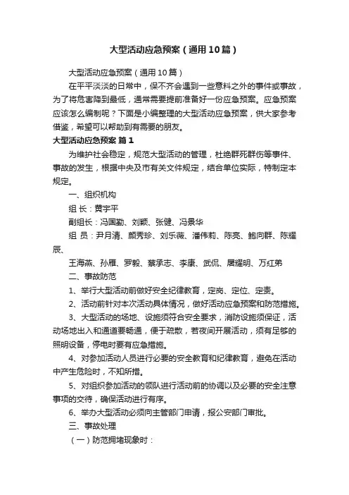 大型活动应急预案（通用10篇）